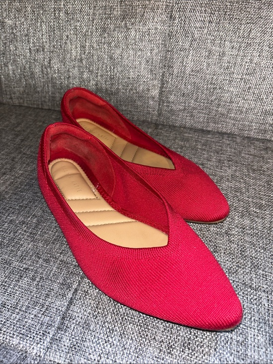 Kelly & Katie Shoes - Kelly & Katie Pointed Knit Ballet Flats in Red